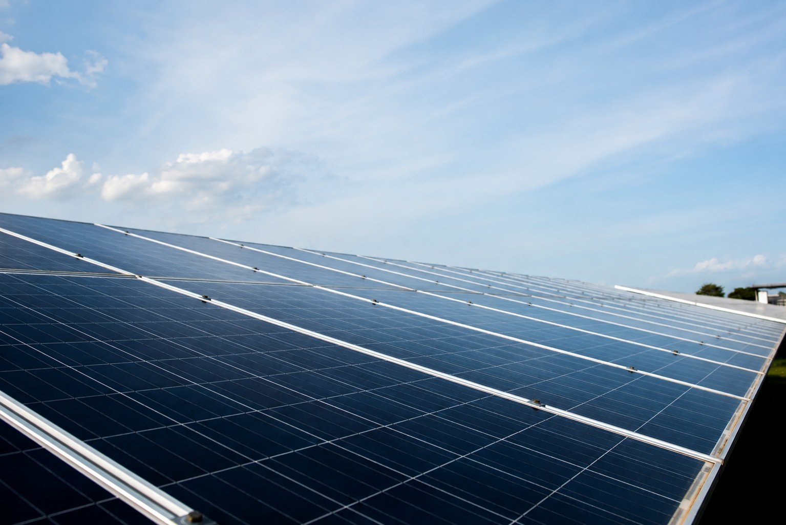 Solar panels at sunset